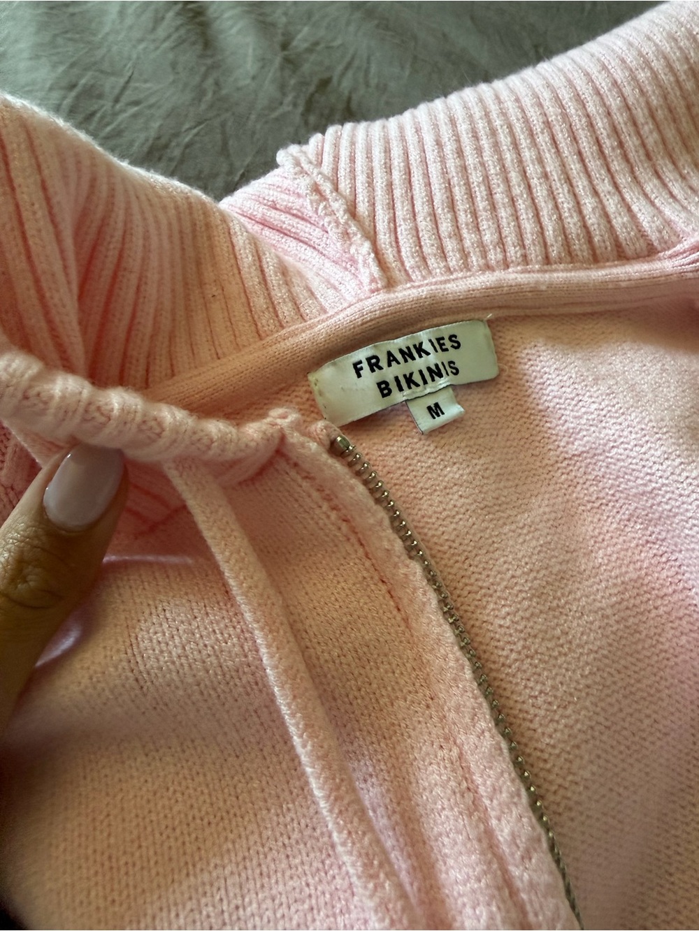 Frankie's Bikinis Soft Pink Zip Hoodie Sweater